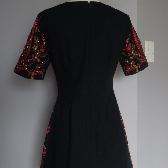 ASOS Collections All Over Embellished Sequins Embroider Shift Aline Cotton Dress - Picture 10 of 15